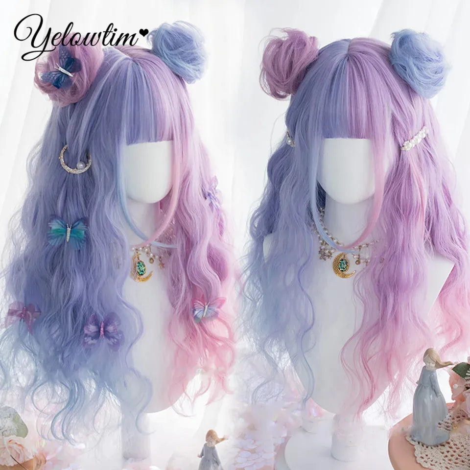 Synthetic Black Red Wig Ladies Middle Part Natural Large Waves Long Curly Hair Daily Cosplay High Temperature Silk Headgear
