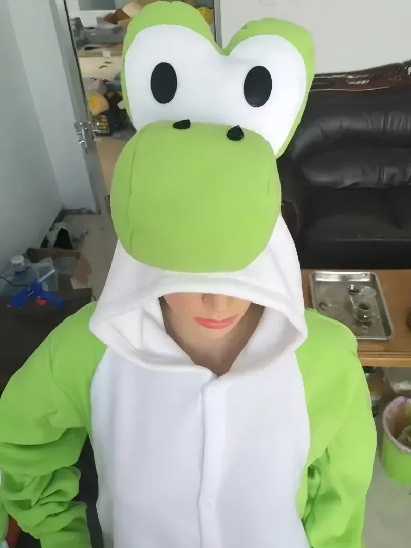 New Mario Bros Yoshi One Piece Pajamas Anime Men Halloween Cosplay Jumpsuit Costume Cartoon Carnival Party Role Play Props