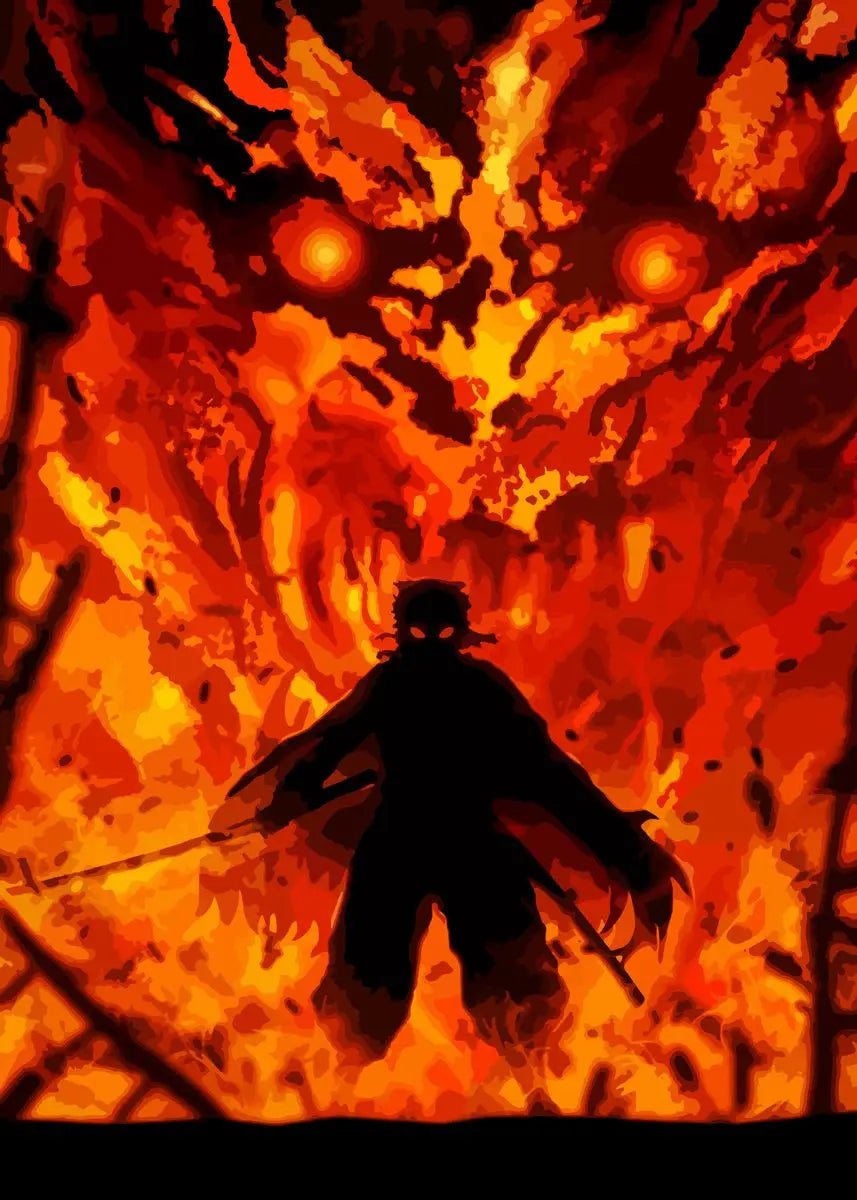 Japanese Anime Demon Slayer Abstract Poster Print Characters Rengoku Tanjiro Canvas Painting Wall Art Pictures Room Home Decor