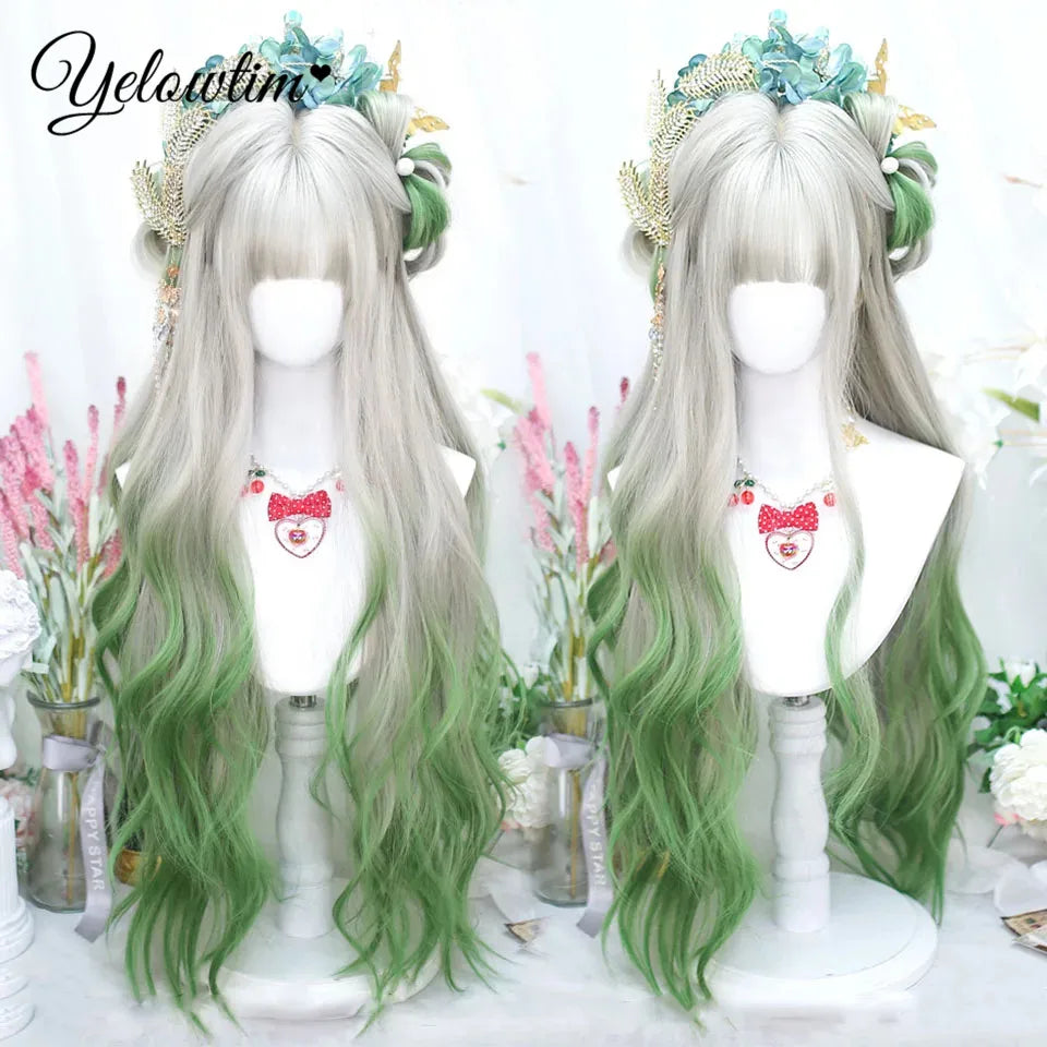 Synthetic Black Red Wig Ladies Middle Part Natural Large Waves Long Curly Hair Daily Cosplay High Temperature Silk Headgear