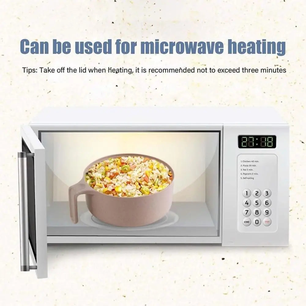 Durable Large Capacity Microwave Ramen Bowl with Lid with Strainer Student Tableware With Handle Noodles Bowl