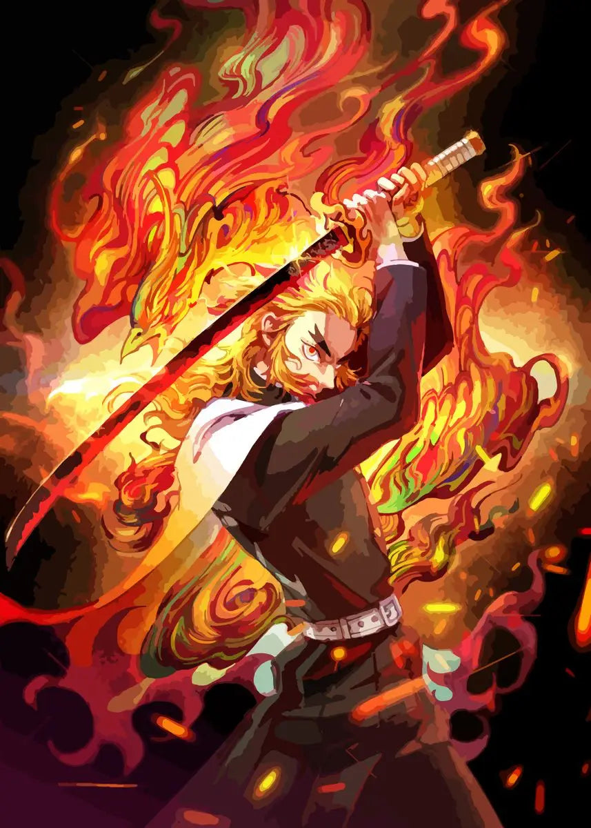 Japanese Anime Demon Slayer Abstract Poster Print Characters Rengoku Tanjiro Canvas Painting Wall Art Pictures Room Home Decor